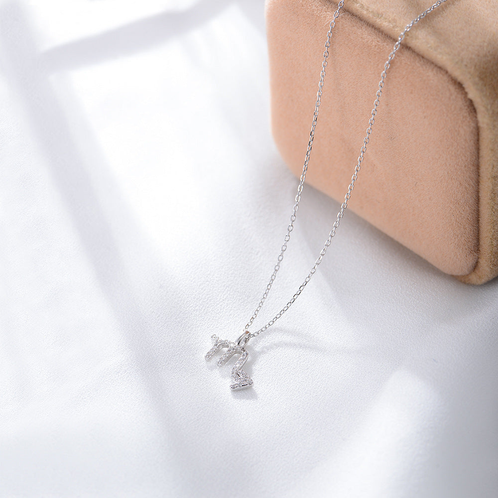 S925 Silver Zircon Inlaid Twelve Constellation Pendant Necklace