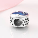 S925 Sterling Silver Starry Sky Moon Blue Zircon Pendant