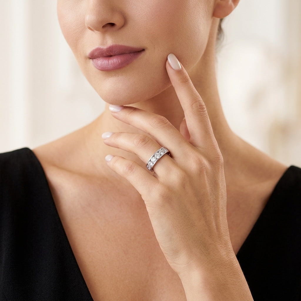 S925 Silver Moissanite Full-Eternity Ring