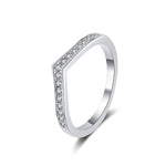 925 Sterling Silver V-Shaped Moissanite Ring