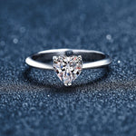 925 Sterling Silver Moissanite Heart Ring