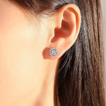 Minimalist Round 925 Sterling Silver Moissanite Stud Earrings