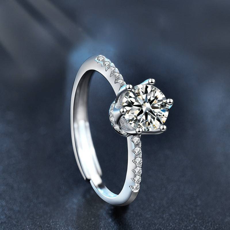 S925 Sterling Silver Crown Moissanite Ring