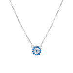 S925 Sterling Silver Devil's Eye Round Blue White Zircon Inlaid Necklace