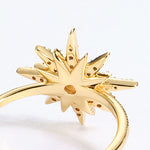 S925 Sterling Silver Gold-Plated Sun Ring Set with Opal and Cubic Gemstones