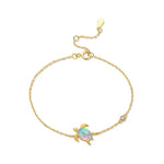 S925 Sterling Silver Gold-Plated Turtle Opal Bracelet