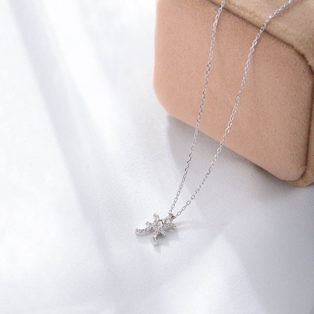 S925 Silver Zircon Inlaid Twelve Constellation Pendant Necklace