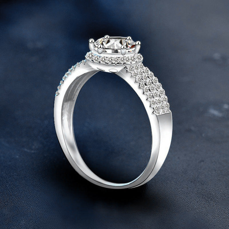 S925 Sterling Silver round Bag Moissanite Ring