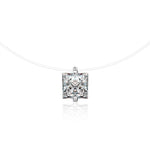 S925 Sterling Silver Moissanite Square Pendant Mermaid Necklace