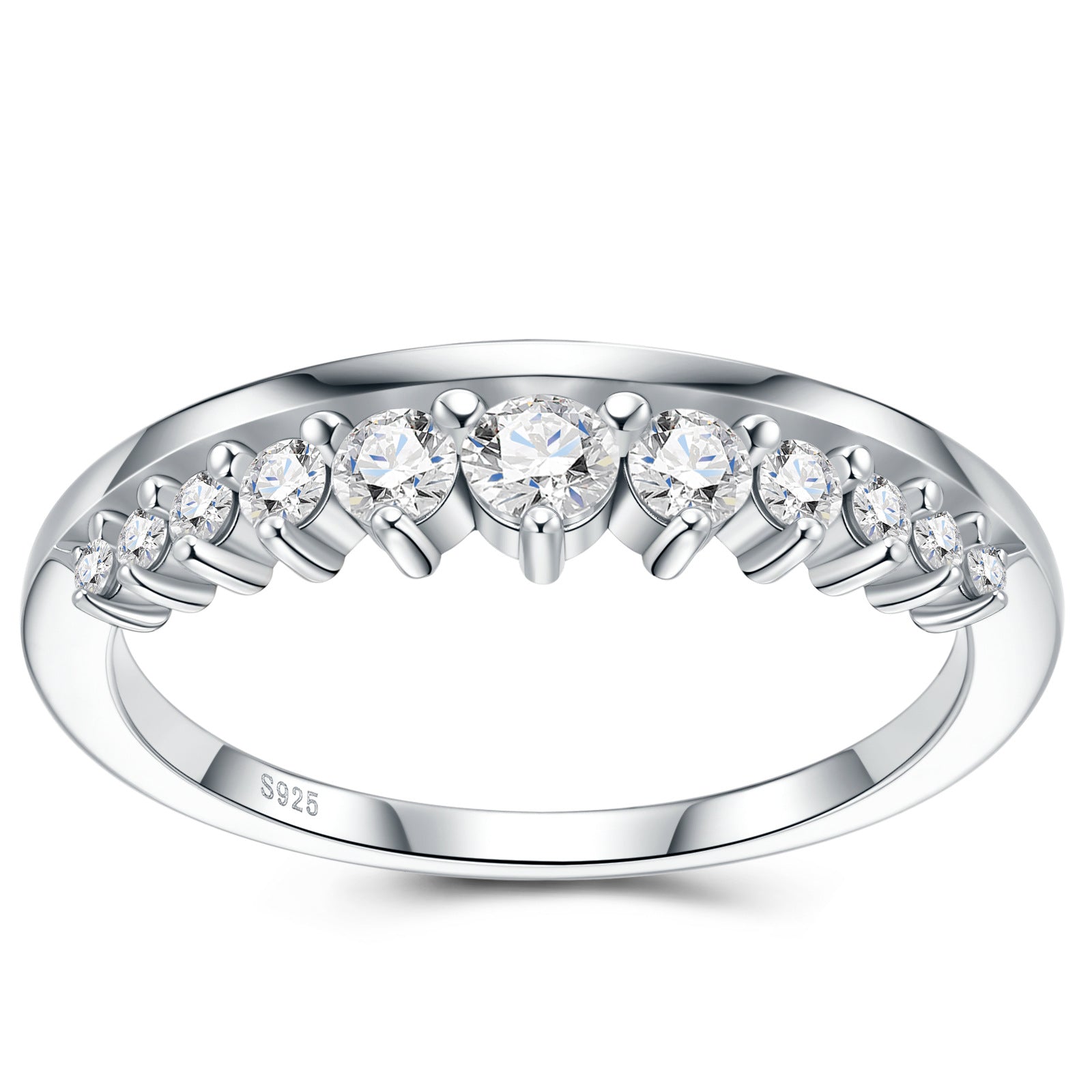 S925 Silver Crown Ring Fully Paved with Moissanite