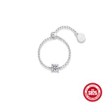S925 Sterling Silver Moissanite Ring with Heart, Star, and Moon Motifs