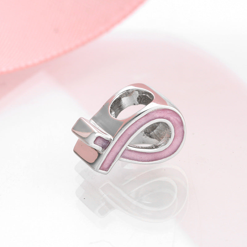 S925 Sterling Silver Red Ribbon Bead Pendant