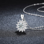 S925 Sterling Silver Moissanite Bright Sunflower Pendant Necklace