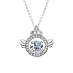 S925 Sterling Silver Moissanite Angel Wings Crown Pendant Necklace