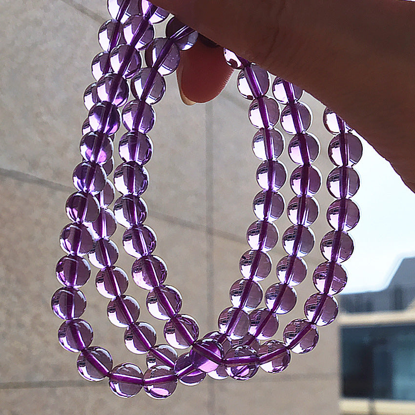 Natural Brazilian Amethyst Three-Wrap Bracelet