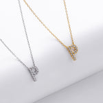 S925 Sterling Silver Simple Zircon Necklace with English Letters