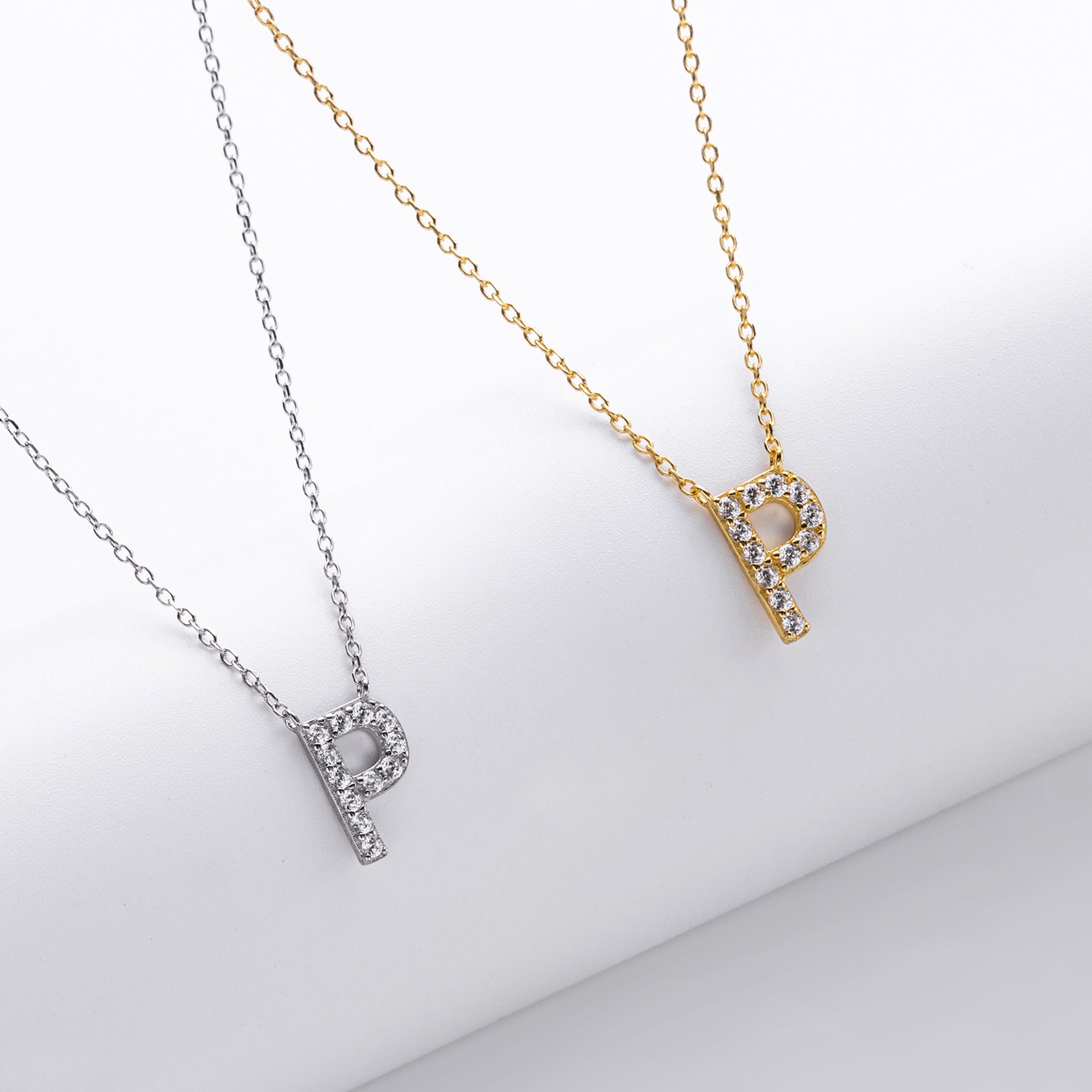 S925 Sterling Silver Simple Zircon Necklace with English Letters