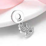 S925 Sterling Silver Zircon Inlaid Accent Rocking Horse Pendant