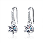 925 Sterling Silver Moissanite Classic Six-Prong Ear Hooks
