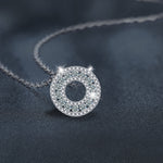S925 Sterling Silver Moissanite round Pendant Necklace