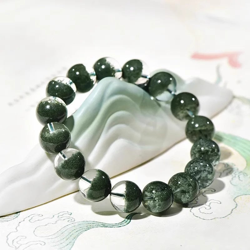 Natural Green Phantom Crystal Bracelet