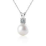 S925 Sterling Silver Moissanite Pearl Necklace
