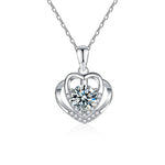 S925 Sterling Silver Moissanite Heart-to-Heart Pendant Necklace