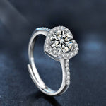 925 Sterling Silver Heart-Shaped Moissanite Ring