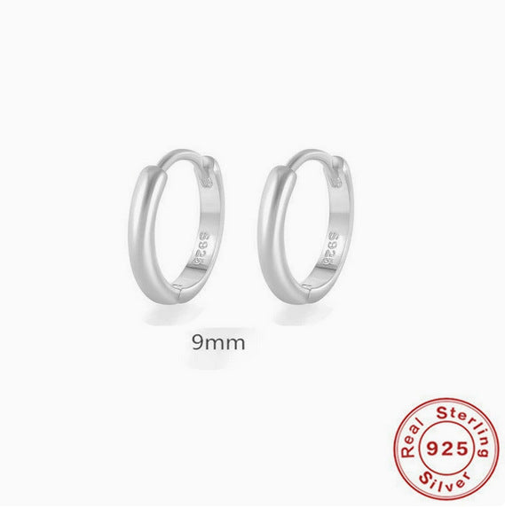 S925 Sterling Silver Geometric Hoop Earrings
