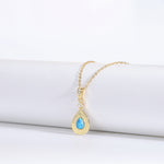 S925 Sterling Silver Teardrop-Shaped Opal Necklace with Zircon