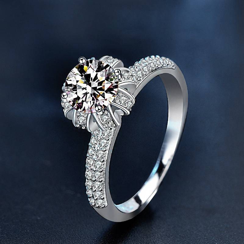 S925 Sterling Silver “Crowned for Love” Moissanite Ring