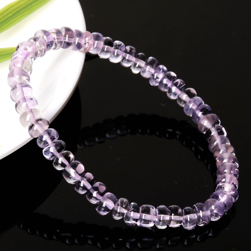 Natural Amethyst Abacus Bead & Flat Spacer Bead Bracelet