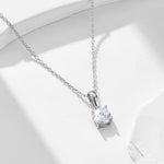 S925 Sterling Silver Four-Claw Round Zircon Necklace