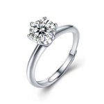 925 Sterling Silver Moissanite Six-Prong Wedding Ring