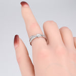 Minimalist style zircon-set open-style index finger ring, S925 sterling silver, intertwined design, understated luxury