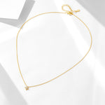 S925 Sterling Silver Plated 14K Gold Zircon Inlaid Four Leaf Clover Necklace