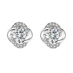 925 Sterling Silver Moissanite Four-Leaf Clover Stud Earrings