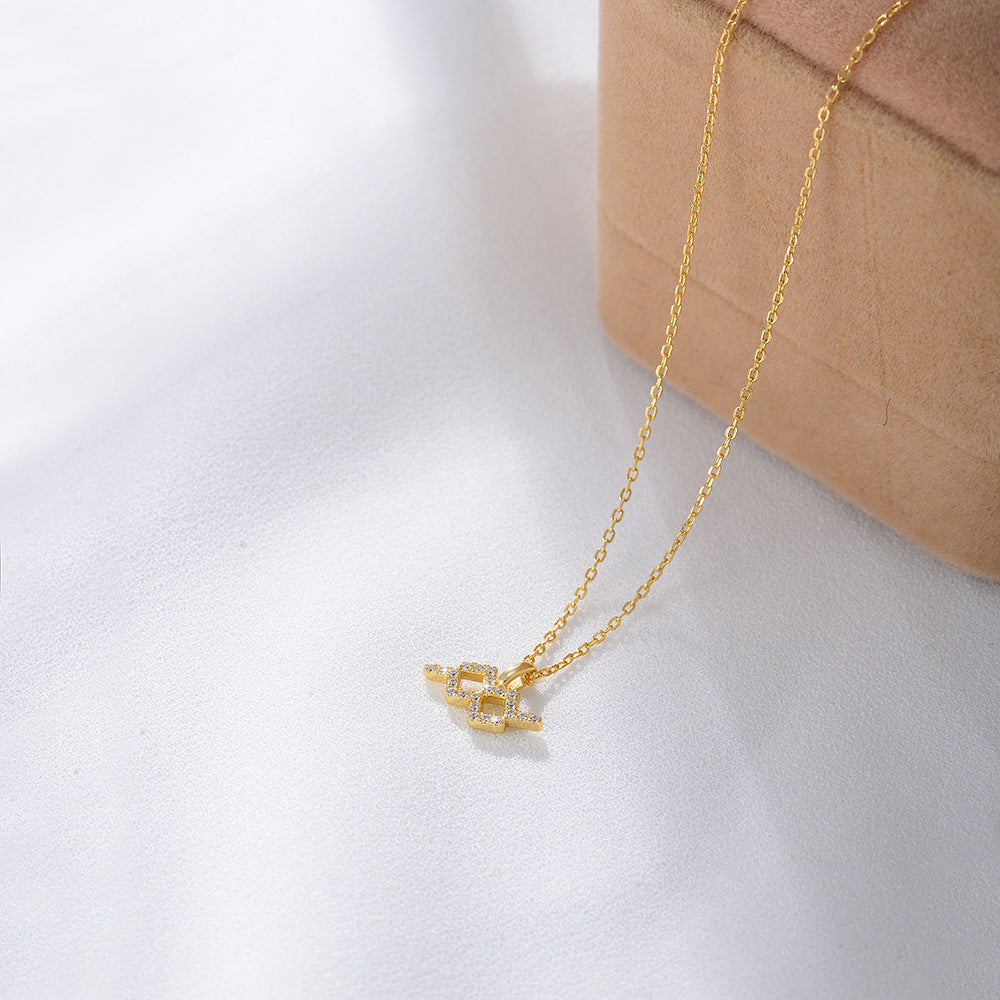 S925 Silver Zircon Inlaid Twelve Constellation Pendant Necklace