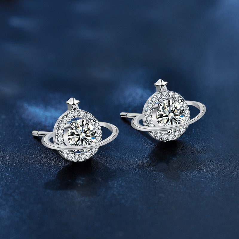 S925 Sterling Silver Moissanite Planet Earrings