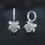 925 Sterling Silver Moissanite Bow Earrings