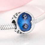 S925 Sterling Silver Starry Sky Moon Blue Zircon Pendant