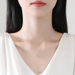 S925 Sterling Silver Moissanite Cross Necklace