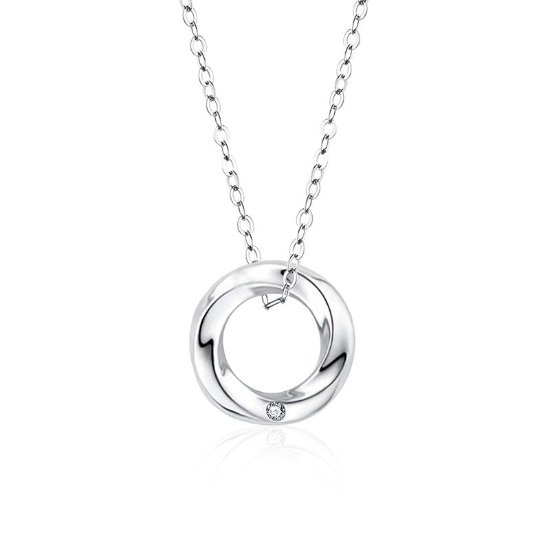 S925 Sterling Silver Moissanite Heart-Shaped Pendant Mobius Couple Necklace