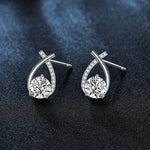 925 sterling silver fishtail crossed Moissanite earrings