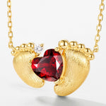 S925 Sterling Silver Gold-Plated Feet-Shaped Pomegranate Zircon Necklace
