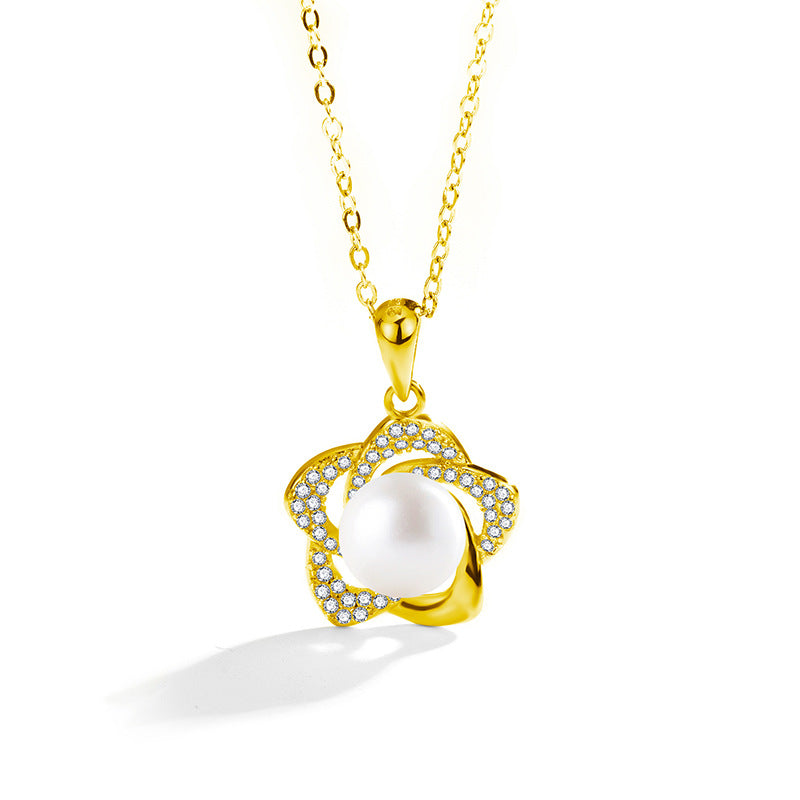 S925 Sterling Silver Moissanite Natural Pearl Pendant Necklace