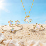S925 Sterling Silver Gold-Plated Turtle Opal Bracelet