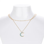 S925 Sterling Silver Moon Double Layer Necklace