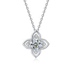 S925 Sterling Silver Moissanite Clover Pendant Clavicle Chain Necklace