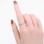 S925 Sterling Silver Simple  Stylish Parallel-Line Open Ring
